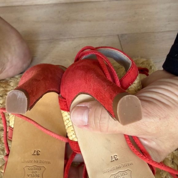 Free People NWT Howsty Sophisticated Strappy Sexy High Heel Red Coral Suede 🔥🎁❤️ - Picture 7 of 10